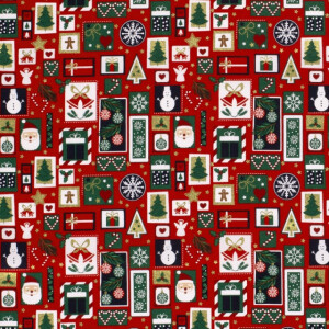 50x145 cm Cotton christmas patchwork red/gold