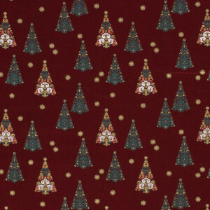 50x145 cm Cotton christmas trees red/gold