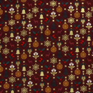 50x145 cm Cotton christmas ornaments red/gold