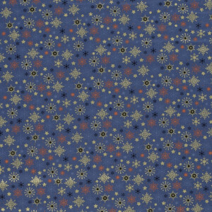 50x145 cm Cotton christmas snowflakes steel blue/gold