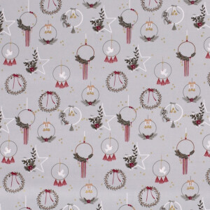 Cotton christmas ornaments grey/gold
