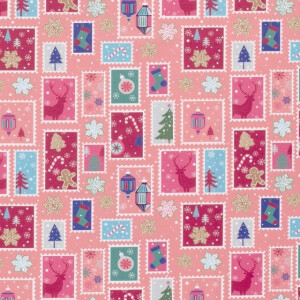 50x145 cm Cotton christmas collage pink