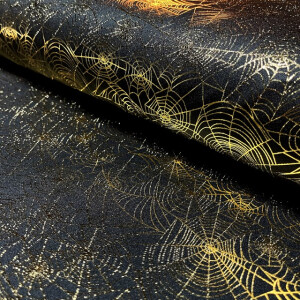 Polyester jersey spider webs foil black/gold