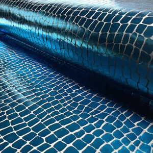 Lamé stretch foiled croco aqua