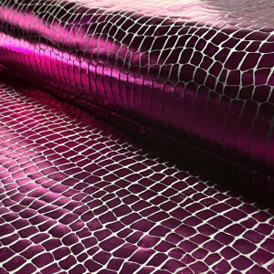 Lamé stretch foiled croco fuchsia
