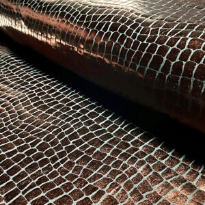 Lamé stretch foiled croco bronze