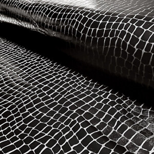Lamé stretch foiled croco black