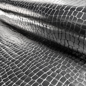 Lamé stretch foiled croco silver
