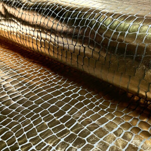 Lamé stretch foiled croco gold