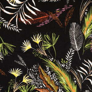 viscose linen flowers black