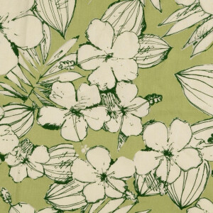 viscose linen washed flowers lime