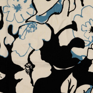 viscose linen flowers petrol