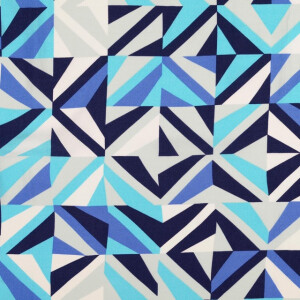viscose poplin geometric blue/aqua