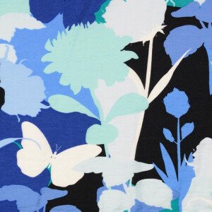 viscose nylon flowers blue