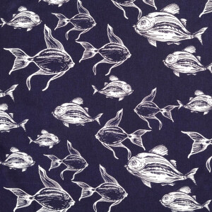 viscose poplin fish navy