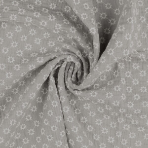 cotton muslin embroidered florets grey-beige