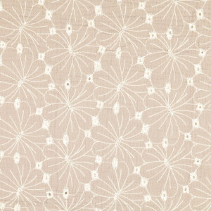 cotton muslin embroidered flowers beige