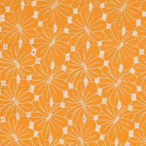 cotton muslin embroidered flowers ocher