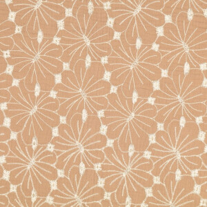 cotton muslin embroidered flowers sand
