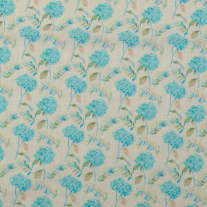 linen washed digital print flowers aqua