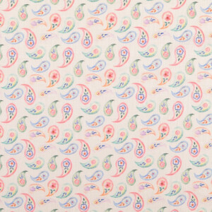 linen washed digital print Paisley pink