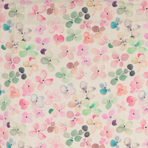 linen washed digital print flowers pink