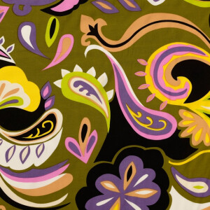 viscose poplin flowers green