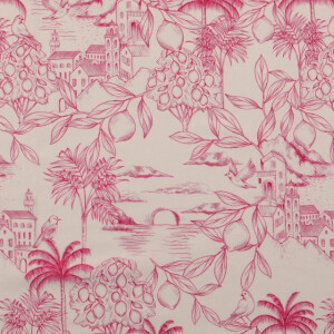 cotton poplin digital print palm trees pink
