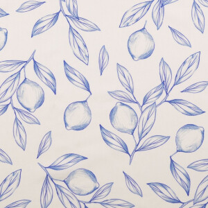 cotton poplin digital print lemons blue