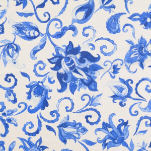 cotton voile flowers blue