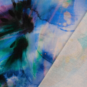 viscose linen digital print batik blue