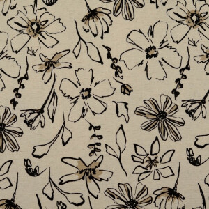 viscose linen flowers offwhite/sand