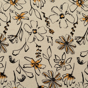 viscose linen flowers offwhite/orange