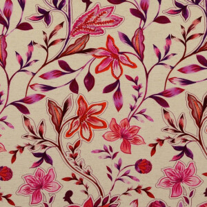 viscose linen digital print flowers pink