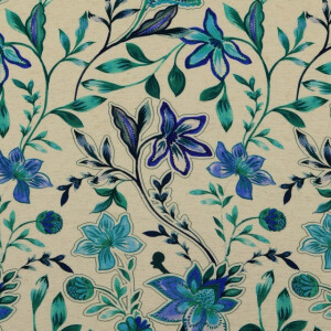 viscose linen digital print flowers blue