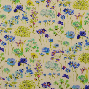 viscose linen digital print flowers blue
