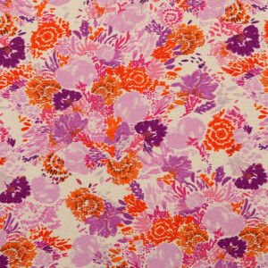 viscose linen digital print flowers red
