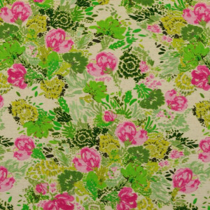 viscose linen digital print flowers green