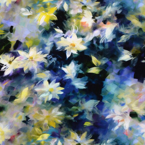 viscose poplin digital print flowers blue