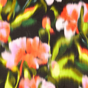 viscose satin digital print tie-dye flowers orange