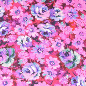 viscose satin digital print flowers pink