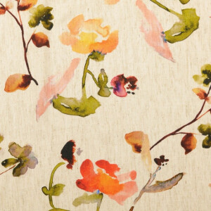 viscose linen digital print flowers green