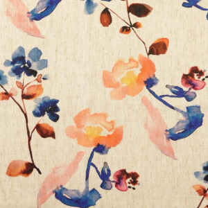 viscose linen digital print flowers blue