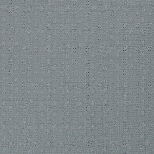 cotton muslin embroidered flowers steel blue