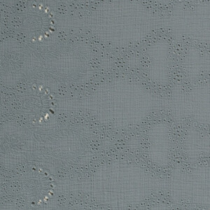 cotton muslin embroidered flowers steel blue