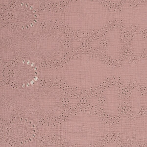 cotton muslin embroidered flowers old pink