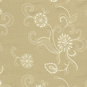 cotton muslin embroidered flowers olive green
