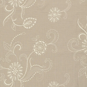 cotton muslin embroidered flowers beige