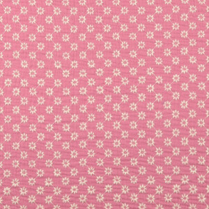 cotton muslin embroidered florets pink