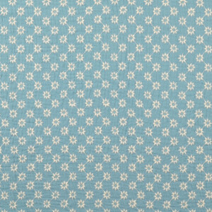 cotton muslin embroidered florets turquoise